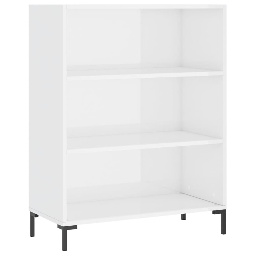 Libreria Bianco Lucido 69,5x32,5x90 cm in Legno Multistrato