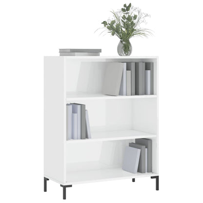 Libreria Bianco Lucido 69,5x32,5x90 cm in Legno Multistrato