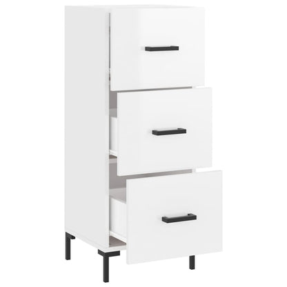 Credenza Bianco Lucido 34,5x34x90 cm in Legno Multistrato
