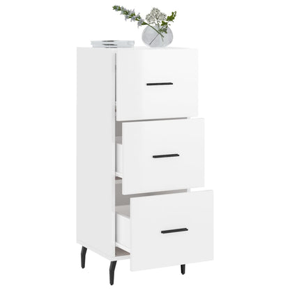 Credenza Bianco Lucido 34,5x34x90 cm in Legno Multistrato