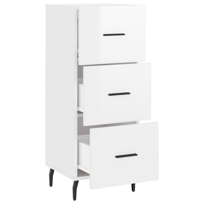 Credenza Bianco Lucido 34,5x34x90 cm in Legno Multistrato
