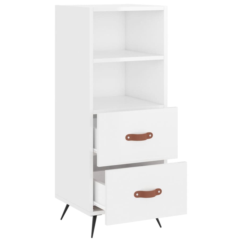 Credenza Bianco Lucido 34,5x34x90 cm in Legno Multistrato
