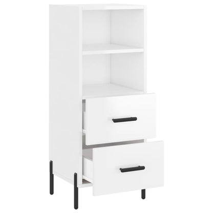 Credenza Bianco Lucido 34,5x34x90 cm in Legno Multistrato