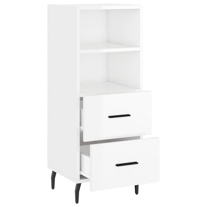 Credenza Bianco Lucido 34,5x34x90 cm in Legno Multistrato