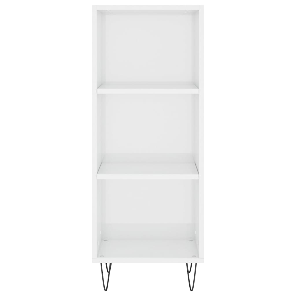 Credenza Bianco Lucido 34,5x32,5x90 cm in Legno Multistrato