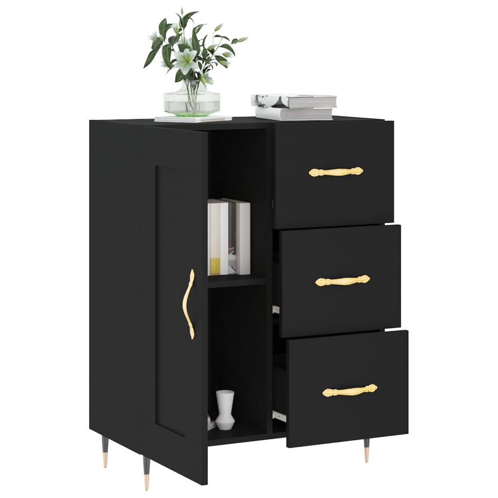 Credenza Nera 69,5x34x90 cm in Legno Multistrato