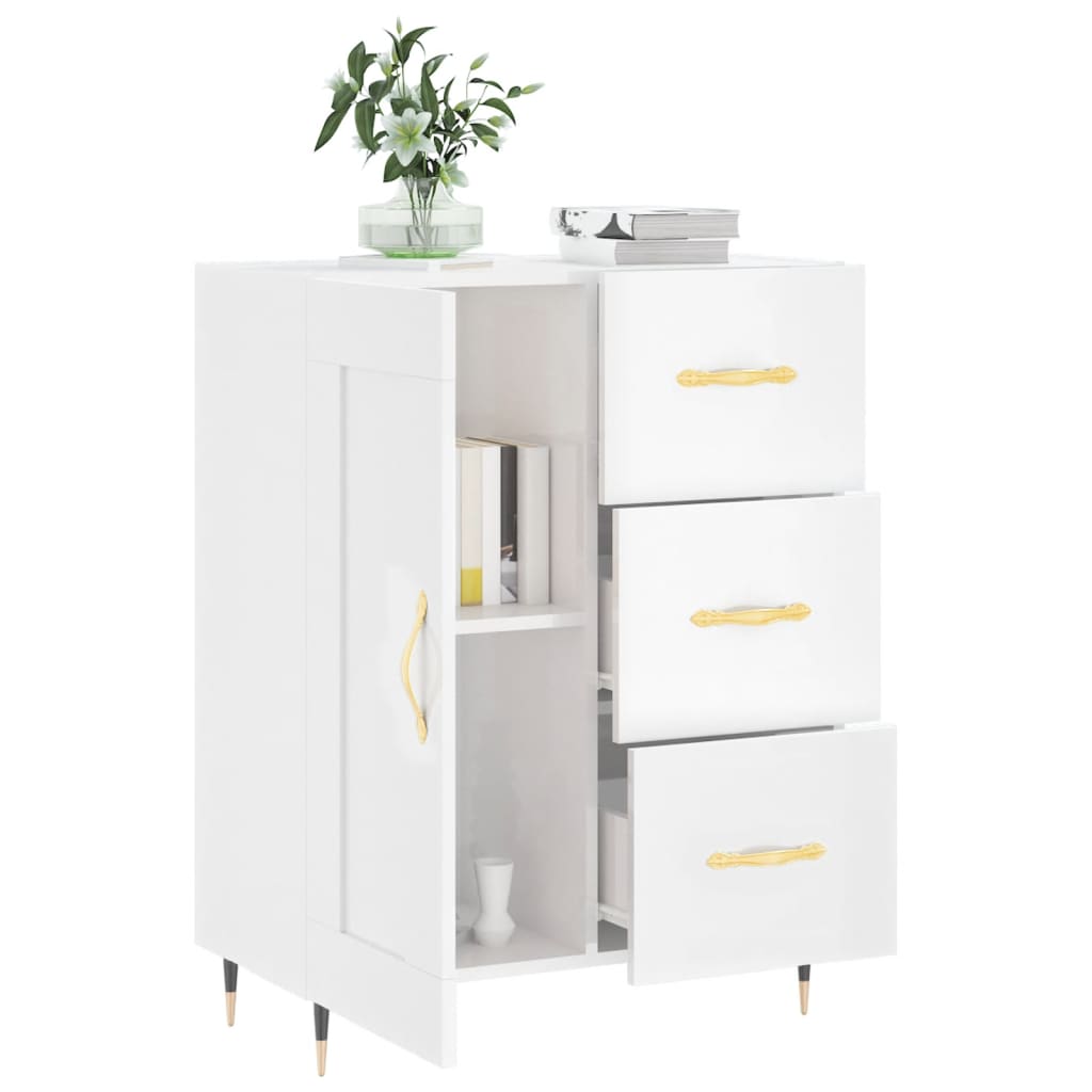 Credenza 69,5x34x90 cm in Legno Multistrato Bianco Lucido