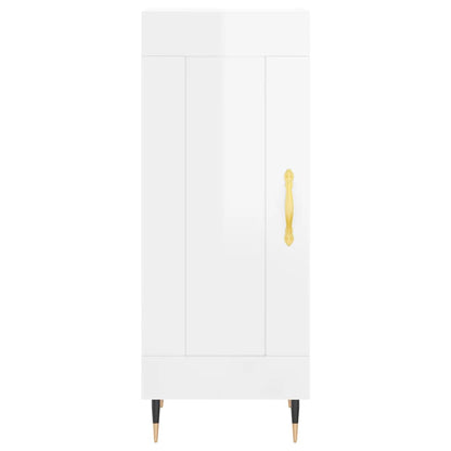 Credenza Bianco Lucido 34,5x34x90 cm in Legno Multistrato