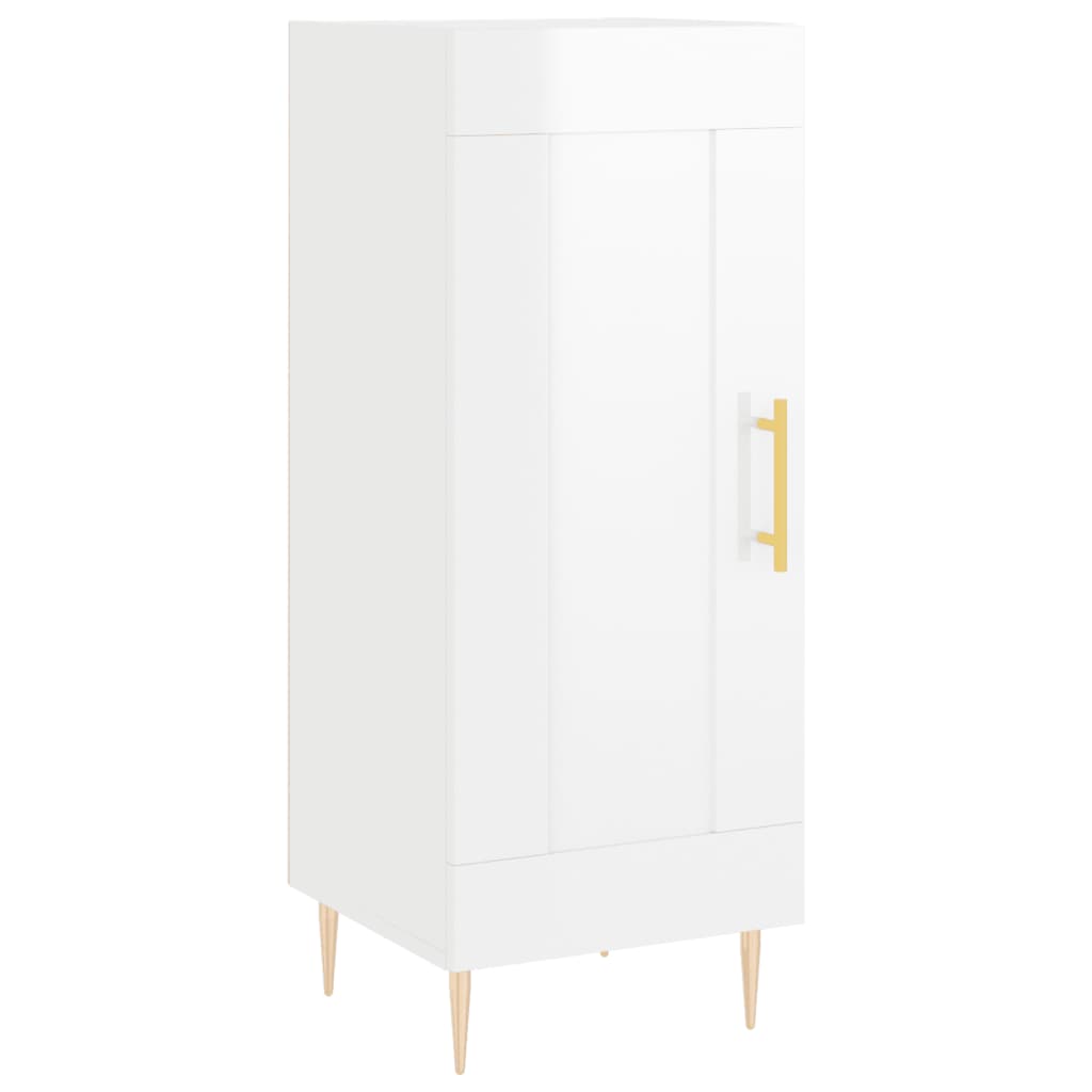 Credenza Bianco Lucido 34,5x34x90 cm in Legno Multistrato