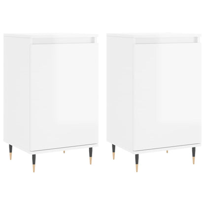 Credenze 2 pz Bianco Lucido 40x35x70 cm in Legno Multistrato