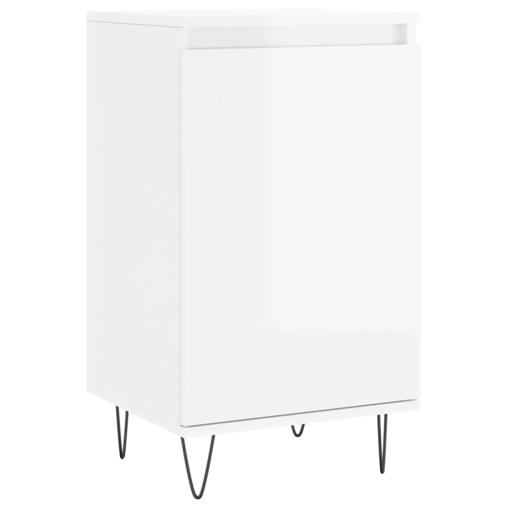 Credenza Bianco Lucido 40x35x70 cm in Legno Multistrato