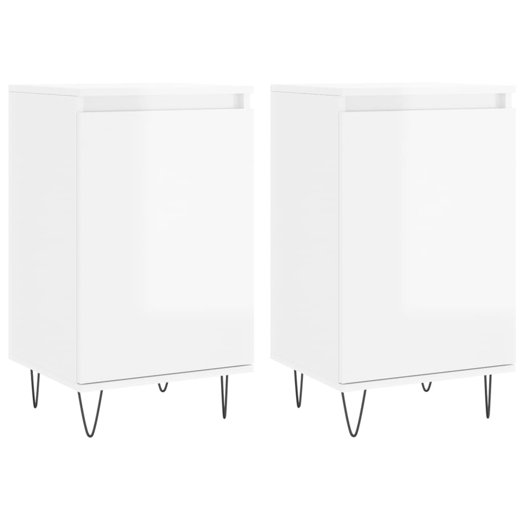 Credenze 2 pz Bianco Lucido 40x35x70 cm in Legno Multistrato