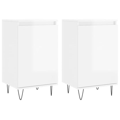 Credenze 2 pz Bianco Lucido 40x35x70 cm in Legno Multistrato