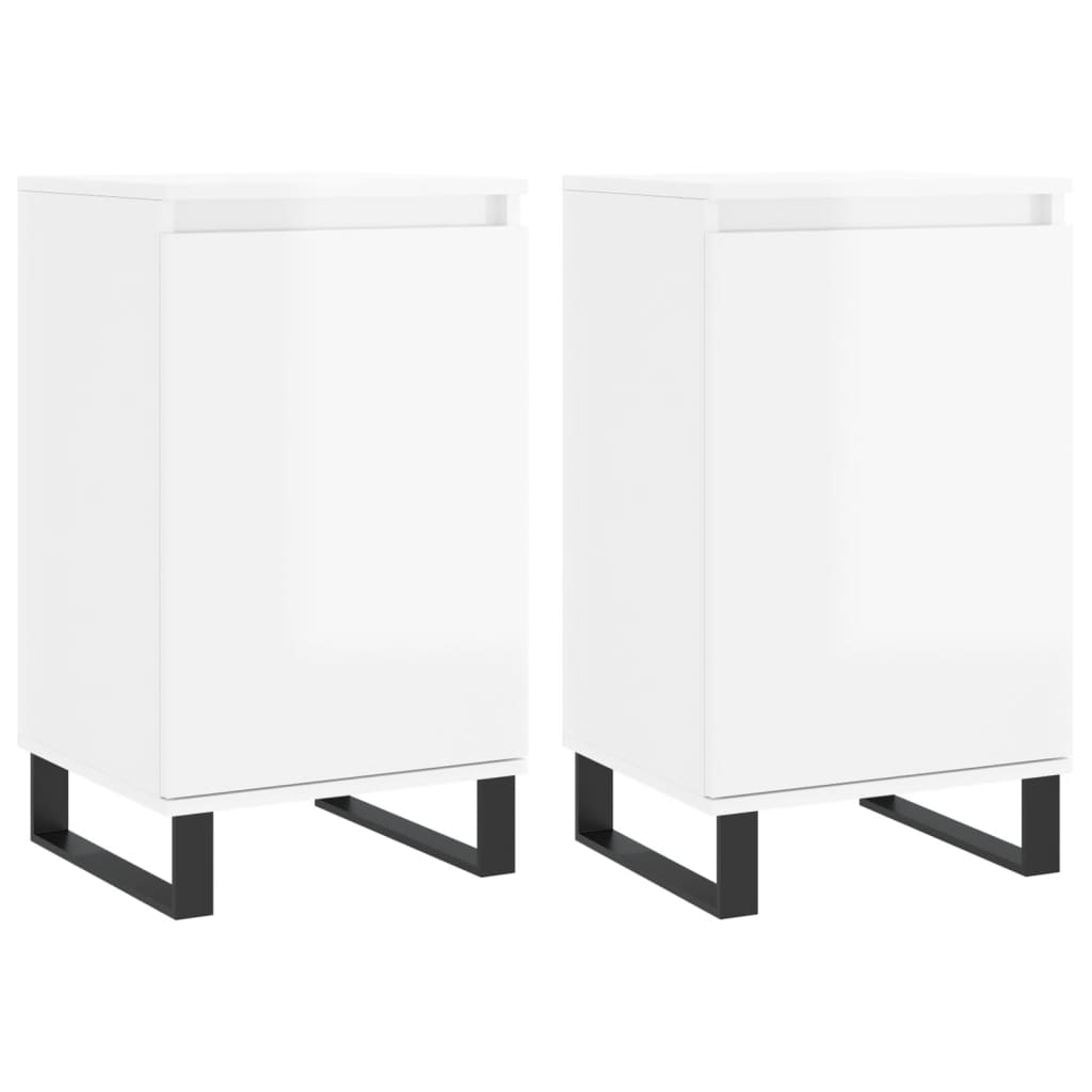 Credenze 2 pz Bianco Lucido 40x35x70 cm in Legno Multistrato