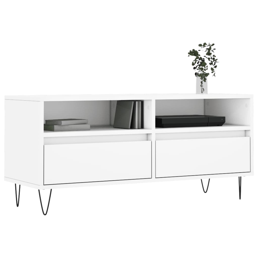 Mobile Porta TV Bianco 100x34,5x44,5 cm in Legno Multistrato