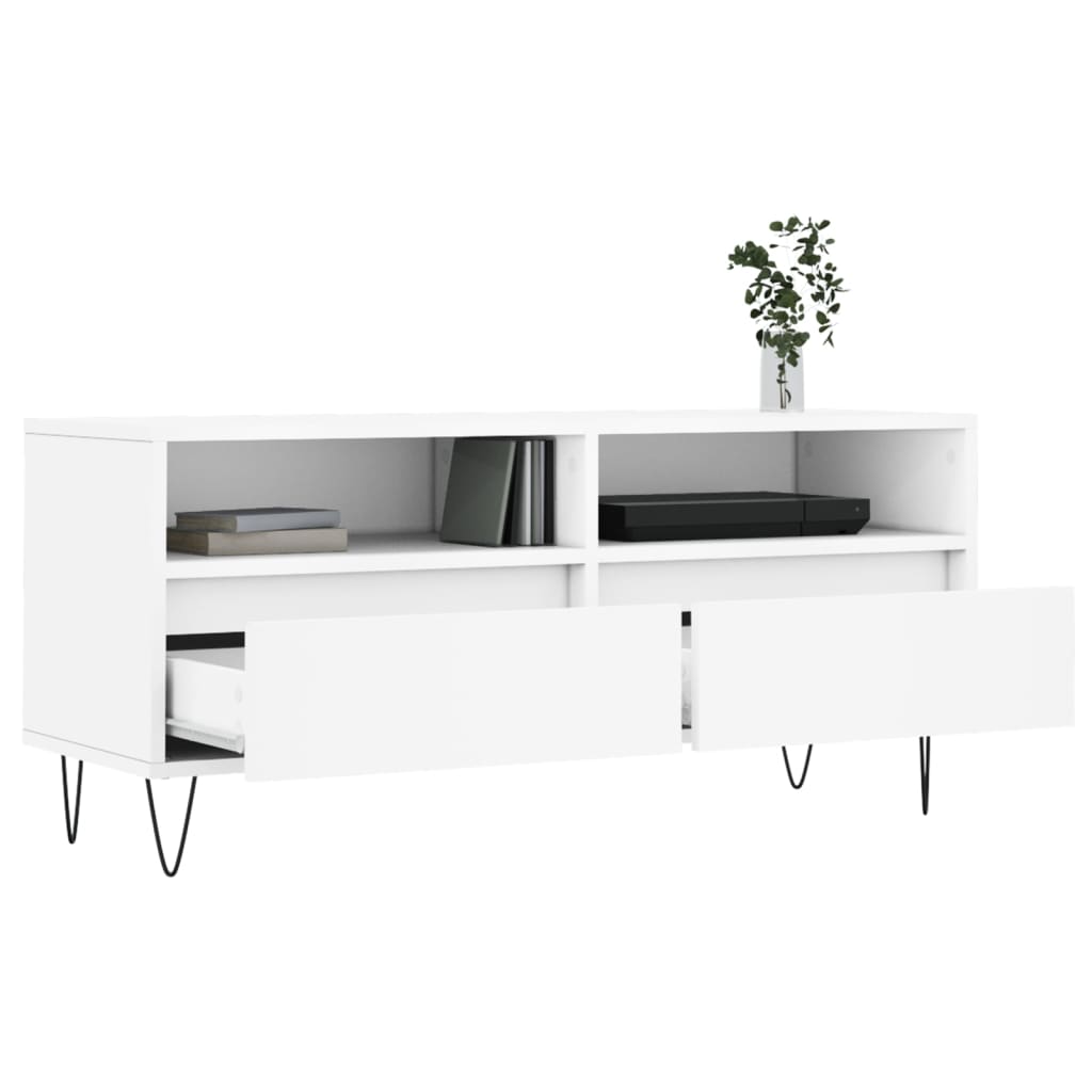 Mobile Porta TV Bianco 100x34,5x44,5 cm in Legno Multistrato