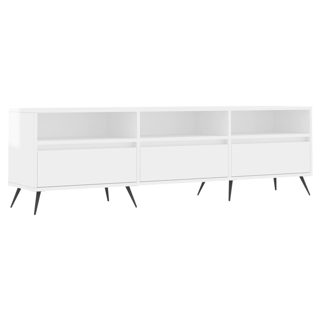 Mobile Porta TV Bianco Lucido 150x30x44,5 cm Legno Multistrato