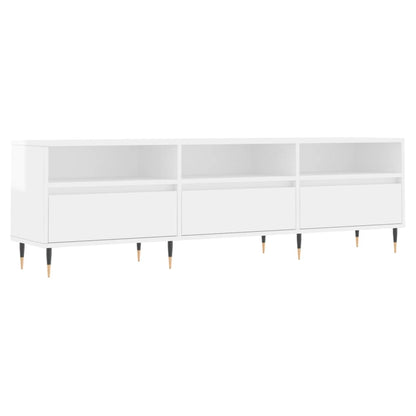 Mobile Porta TV Bianco Lucido 150x30x44,5 cm Legno Multistrato