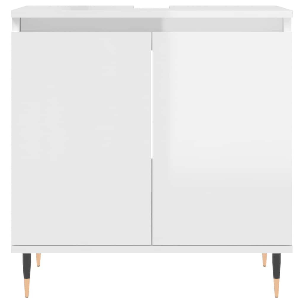Armadietto Bagno Bianco Lucido 58x33x60cm in Legno Multistrato