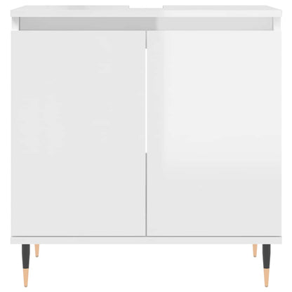 Armadietto Bagno Bianco Lucido 58x33x60cm in Legno Multistrato