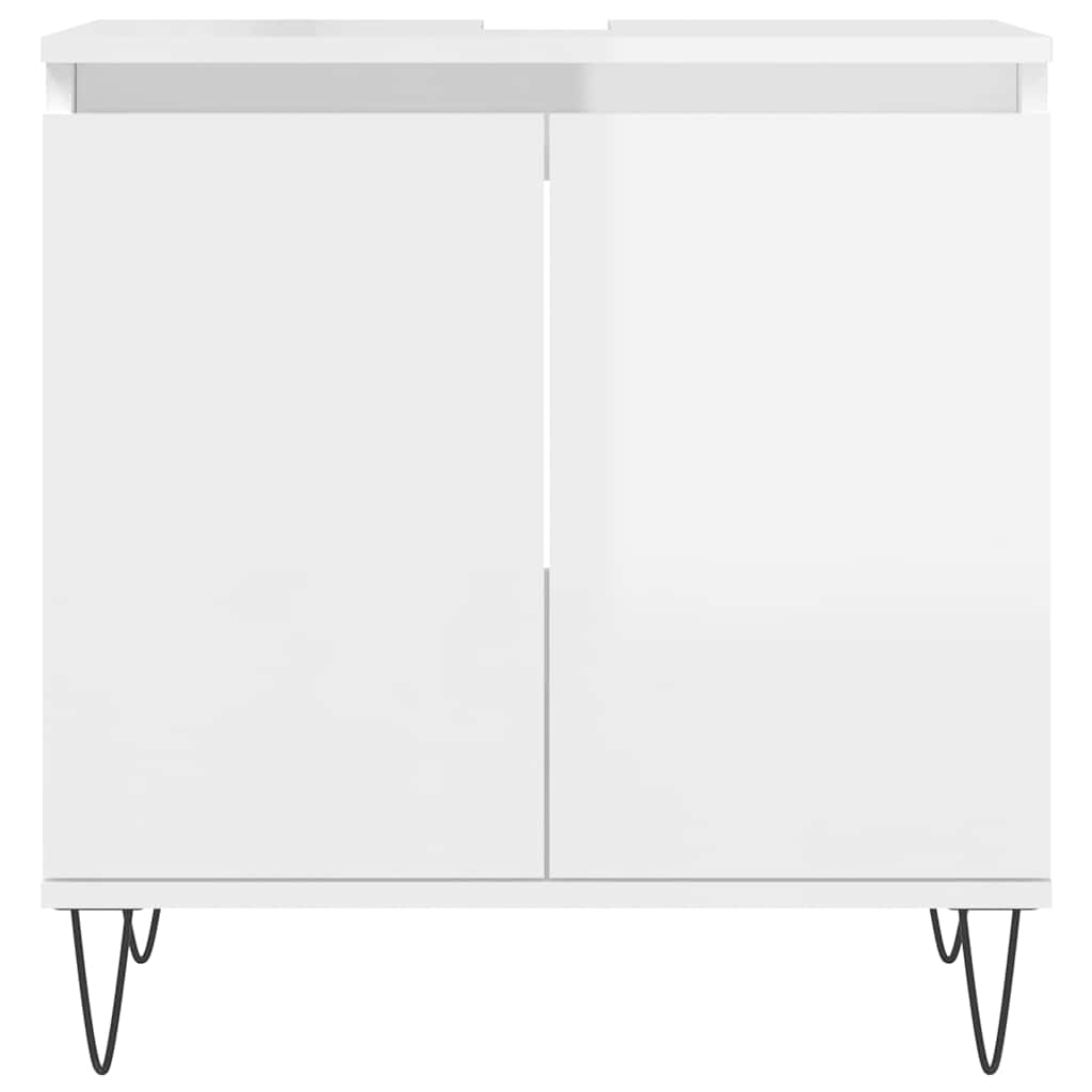 Armadietto Bagno Bianco Lucido 58x33x60cm in Legno Multistrato