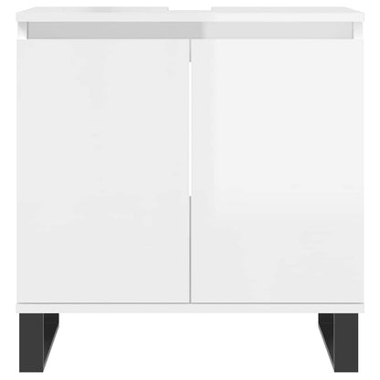 Armadietto Bagno Bianco Lucido 58x33x60cm in Legno Multistrato