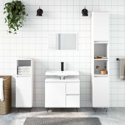 Armadietto da Bagno Bianco 65x33x60 cm in Legno Multistrato