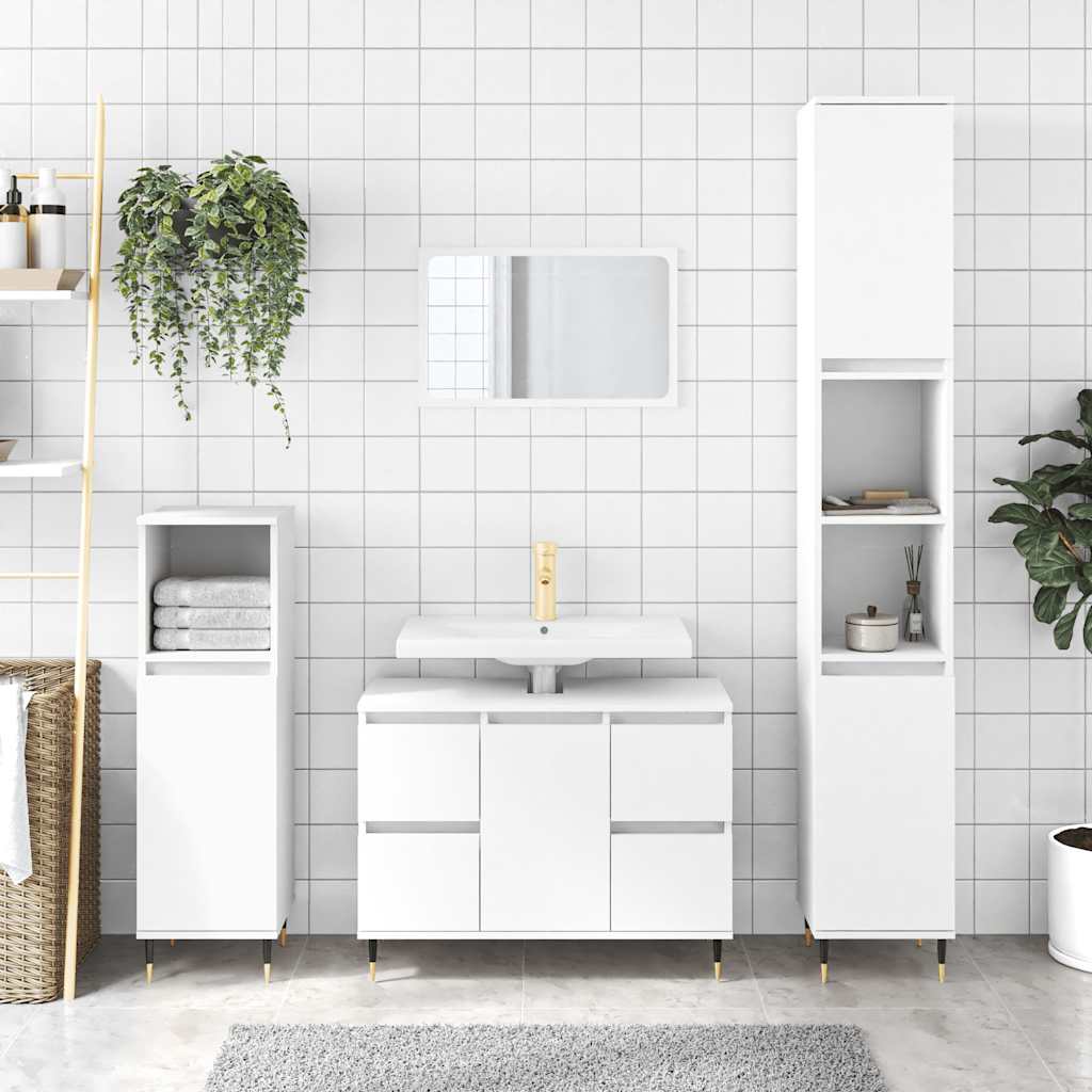 Mobile da Bagno Bianco 80x33x60 cm in Legno Multistrato