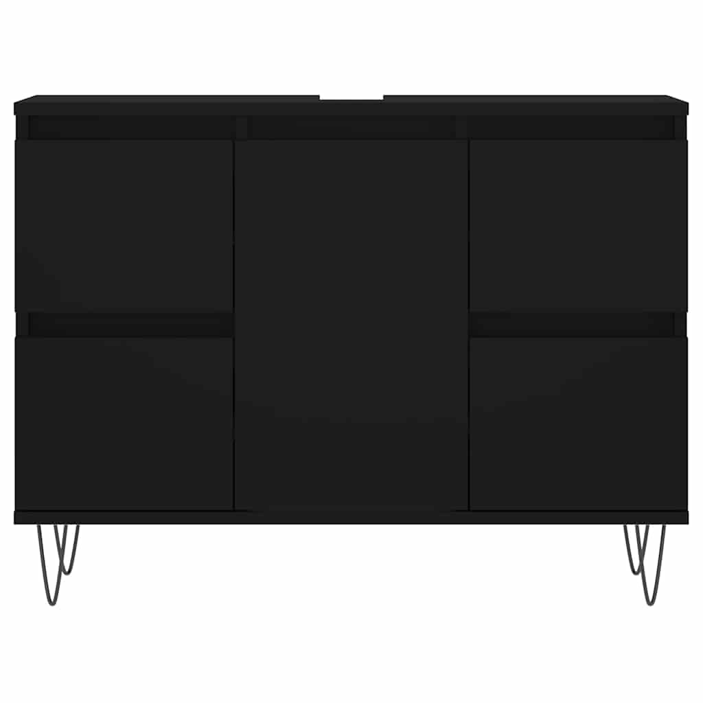 Mobile da Bagno Nero 80x33x60 cm in Legno Multistrato