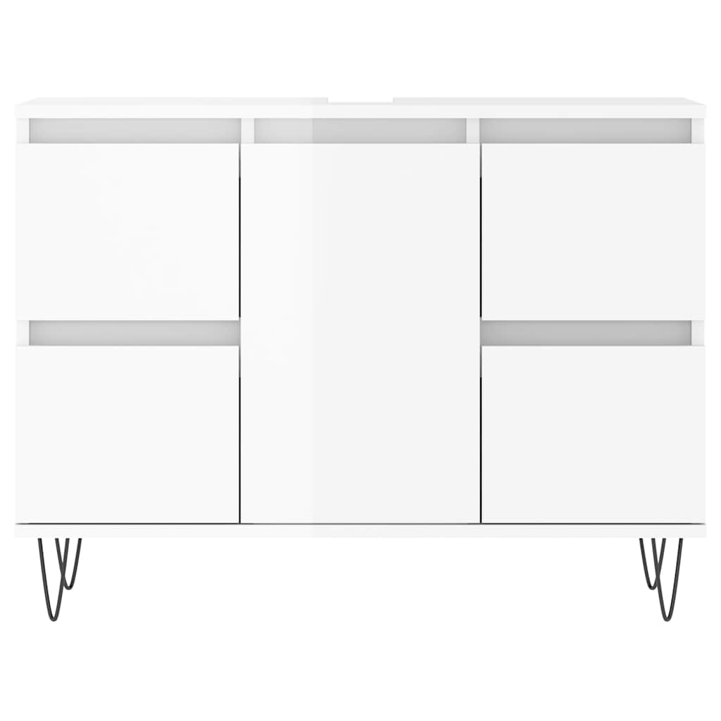 Armadietto Bagno Bianco Lucido 80x33x60cm in Legno Multistrato