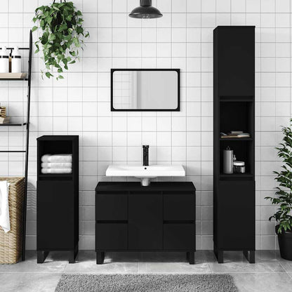 Mobile da Bagno Nero 80x33x60 cm in Legno Multistrato