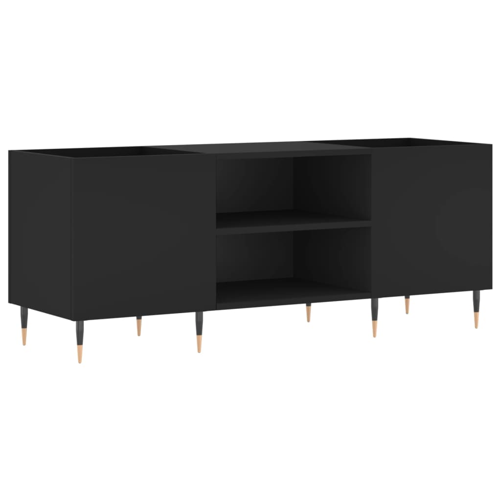 Mobile Porta Dischi Nero 121x38x48 cm in Legno Multistrato