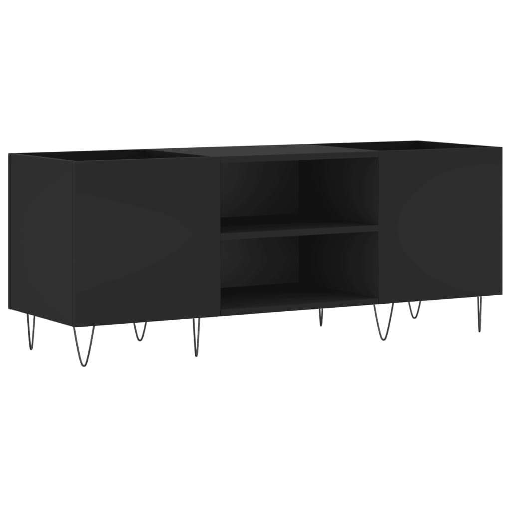 Mobile Porta Dischi Nero 121x38x48 cm in Legno Multistrato