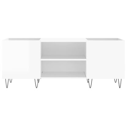 Mobile Porta Dischi Bianco Lucido 121x38x48cm Legno Multistrato