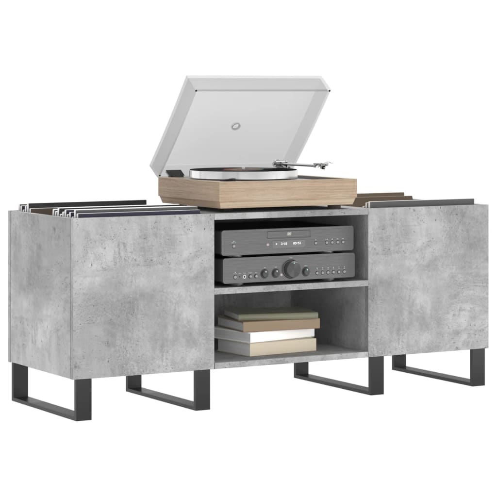 Mobile Porta Dischi Grigio Cemento 121x38x48 Legno Multistrato