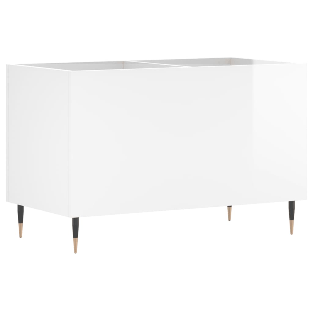 Mobile Porta Dischi Bianco Lucido 74,5x38x48 Legno Multistrato