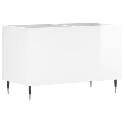 Mobile Porta Dischi Bianco Lucido 74,5x38x48 Legno Multistrato
