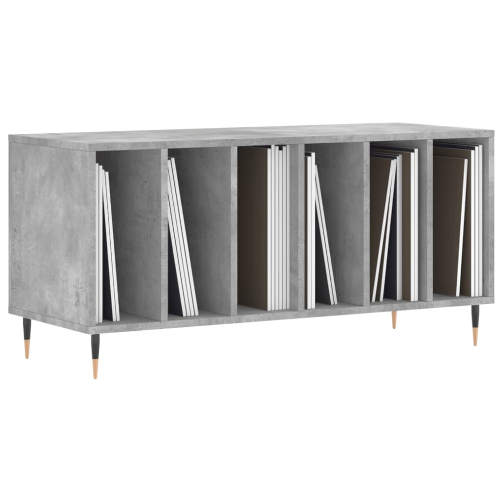 Mobile Porta Dischi Grigio Cemento 100x38x48 Legno Multistrato