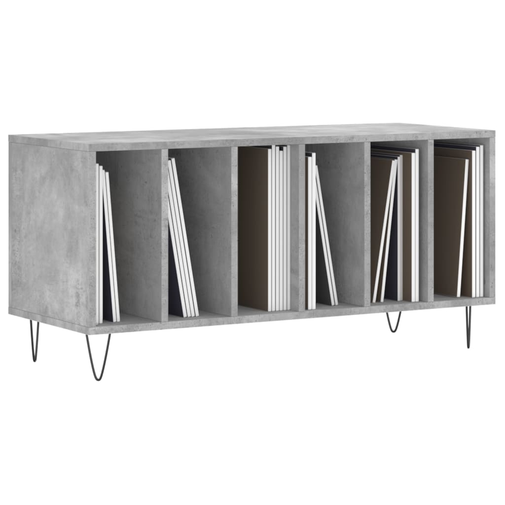 Mobile Porta Dischi Grigio Cemento 100x38x48 Legno Multistrato