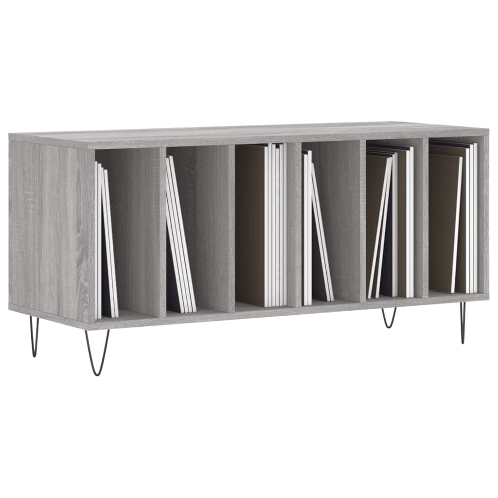 Mobile Porta Dischi Grigio Sonoma 100x38x48cm Legno Multistrato