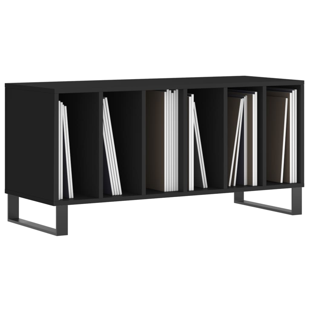 Mobile Porta Dischi Nero 100x38x48 cm in Legno Multistrato