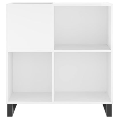 Mobile Porta Dischi Bianco Lucido 84,5x38x89 Legno Multistrato