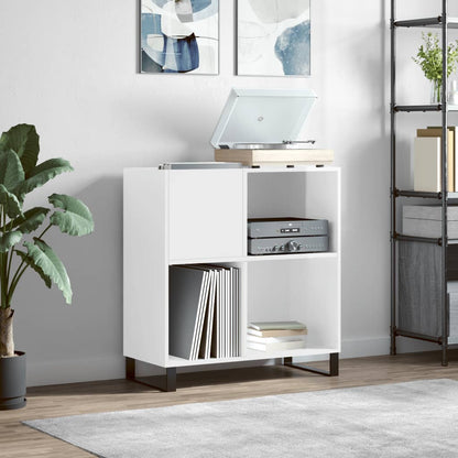 Mobile Porta Dischi Bianco Lucido 84,5x38x89 Legno Multistrato