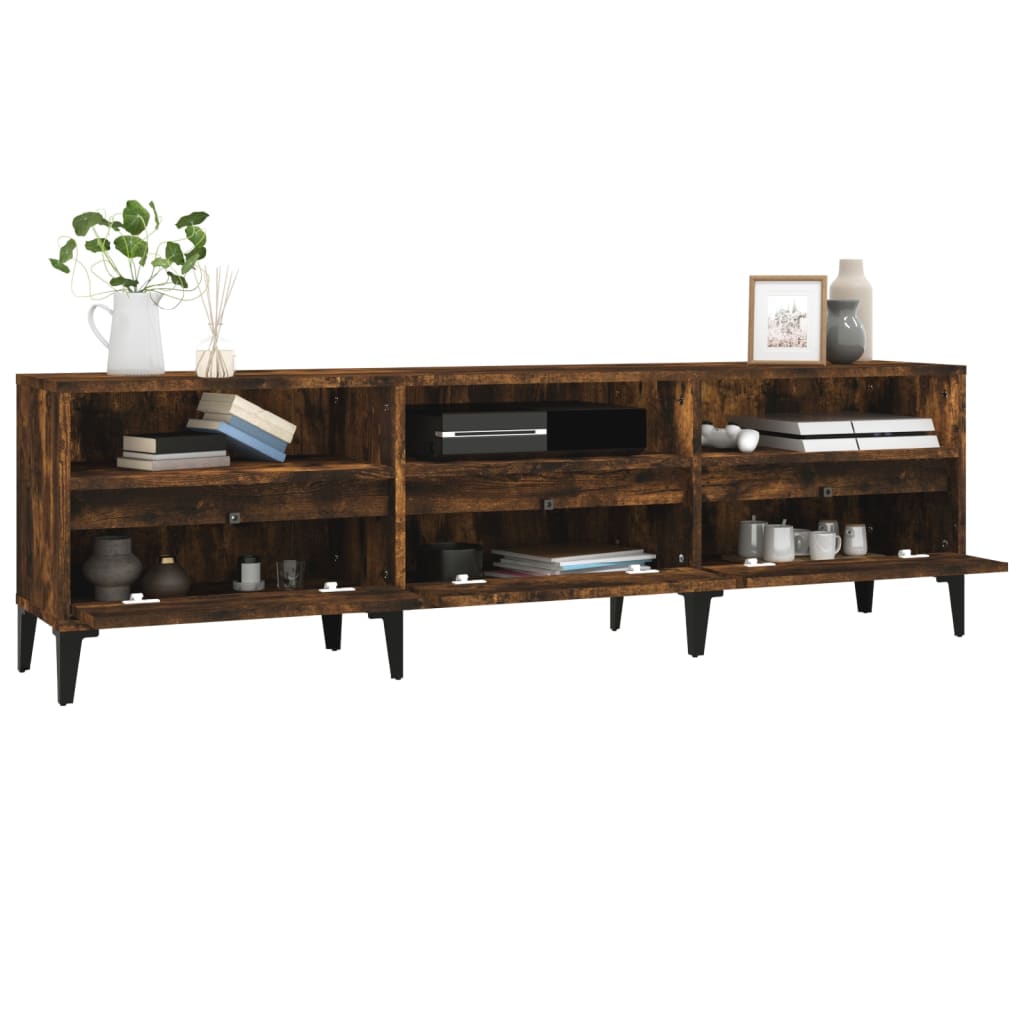 Mobile Porta TV Rovere Fumo 150x30x44,5 cm in Legno Multistrato