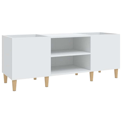 Mobiletto Porta Dischi Bianco 121x38x48 cm Legno Massello