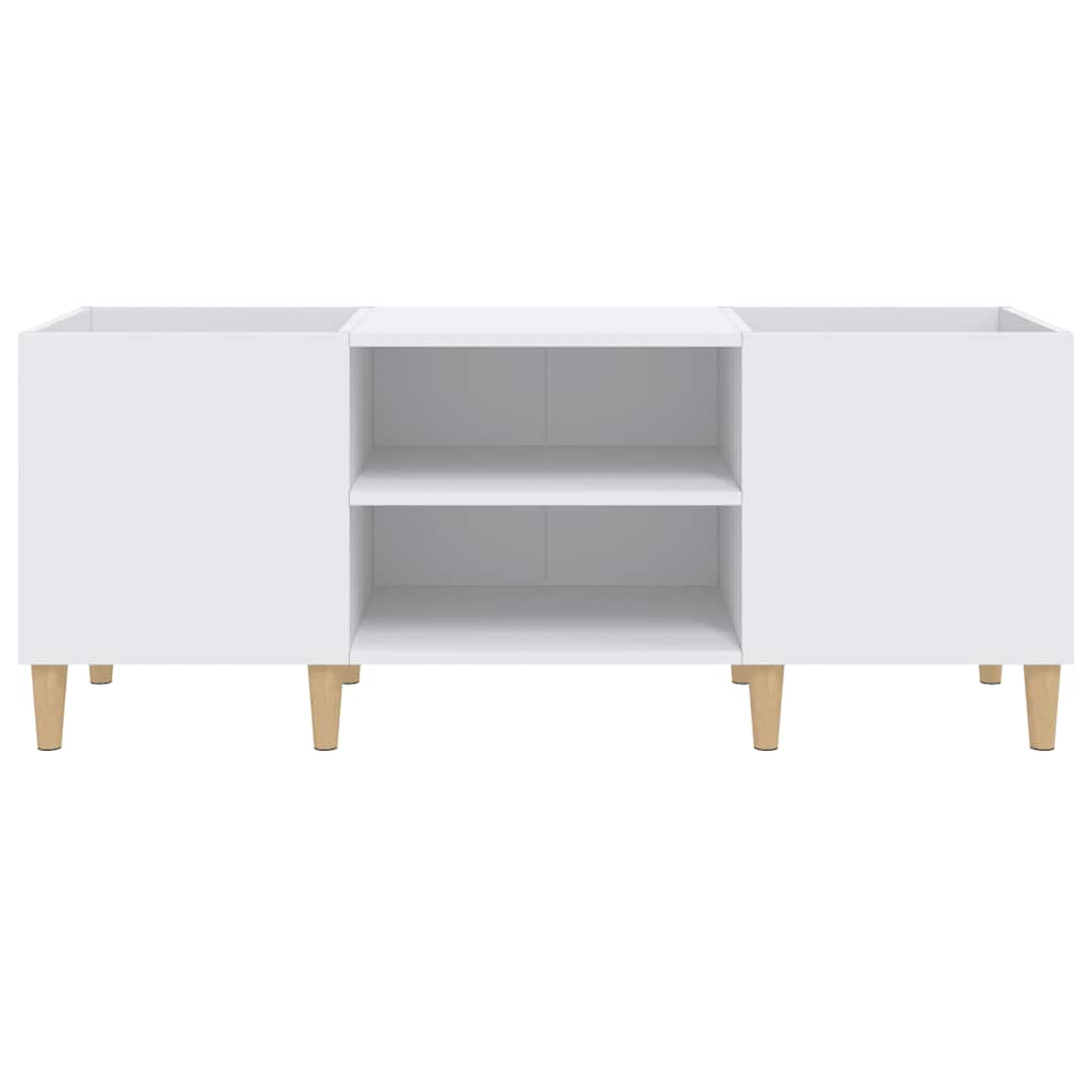 Mobiletto Porta Dischi Bianco 121x38x48 cm Legno Massello