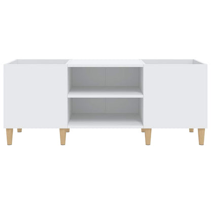 Mobiletto Porta Dischi Bianco 121x38x48 cm Legno Massello