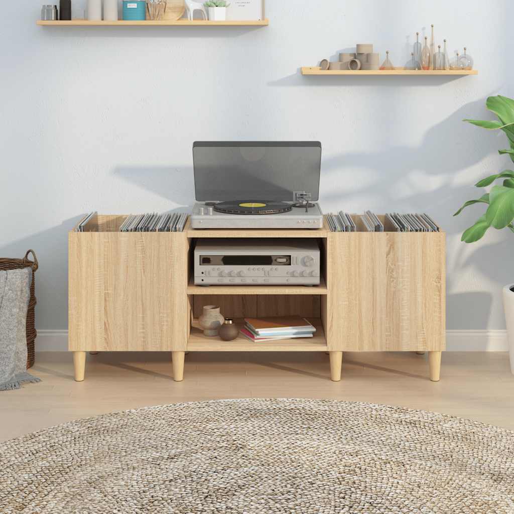 Mobile Porta Dischi Rovere Sonoma 121x38x48 cm Legno Aggregato