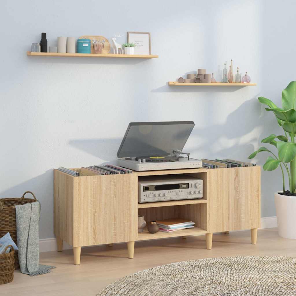 Mobile Porta Dischi Rovere Sonoma 121x38x48 cm Legno Aggregato
