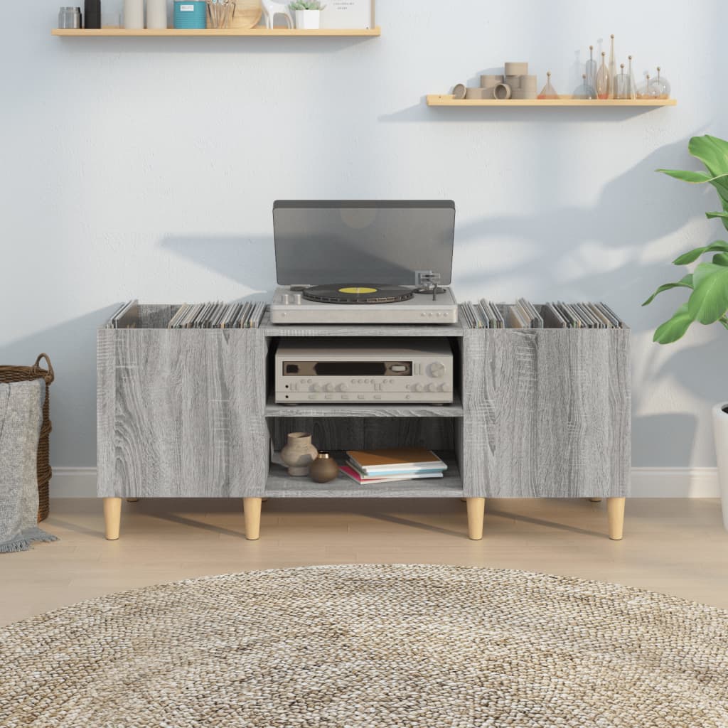 Mobile Porta Dischi Grigio Sonoma 121x38x48cm Legno Multistrato